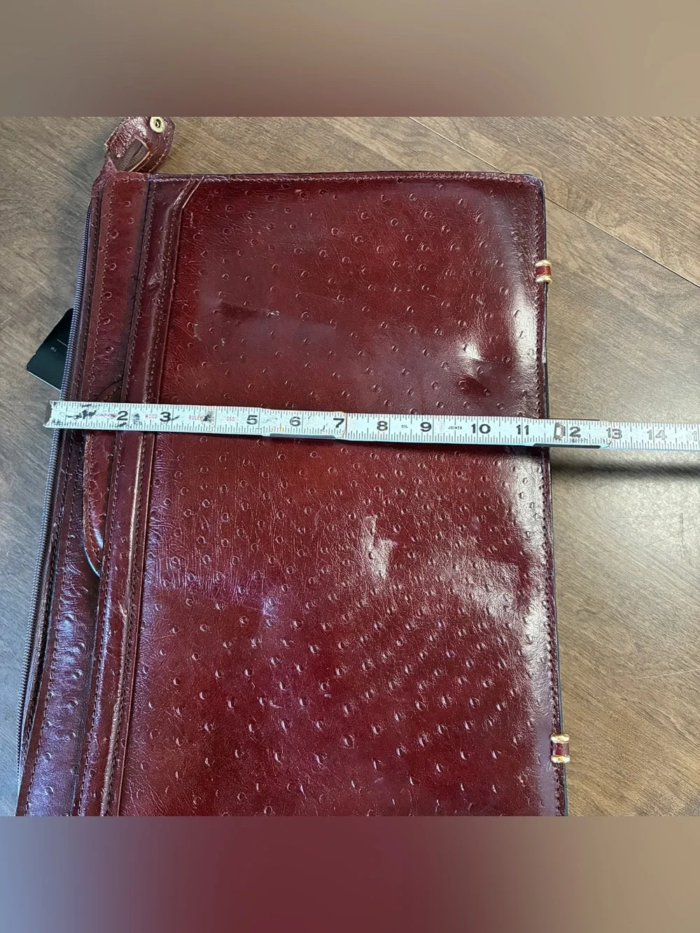 Vintage  Giorgio Bernini Handcrafted Leather Ostrich Embossed Gussett Portfolio